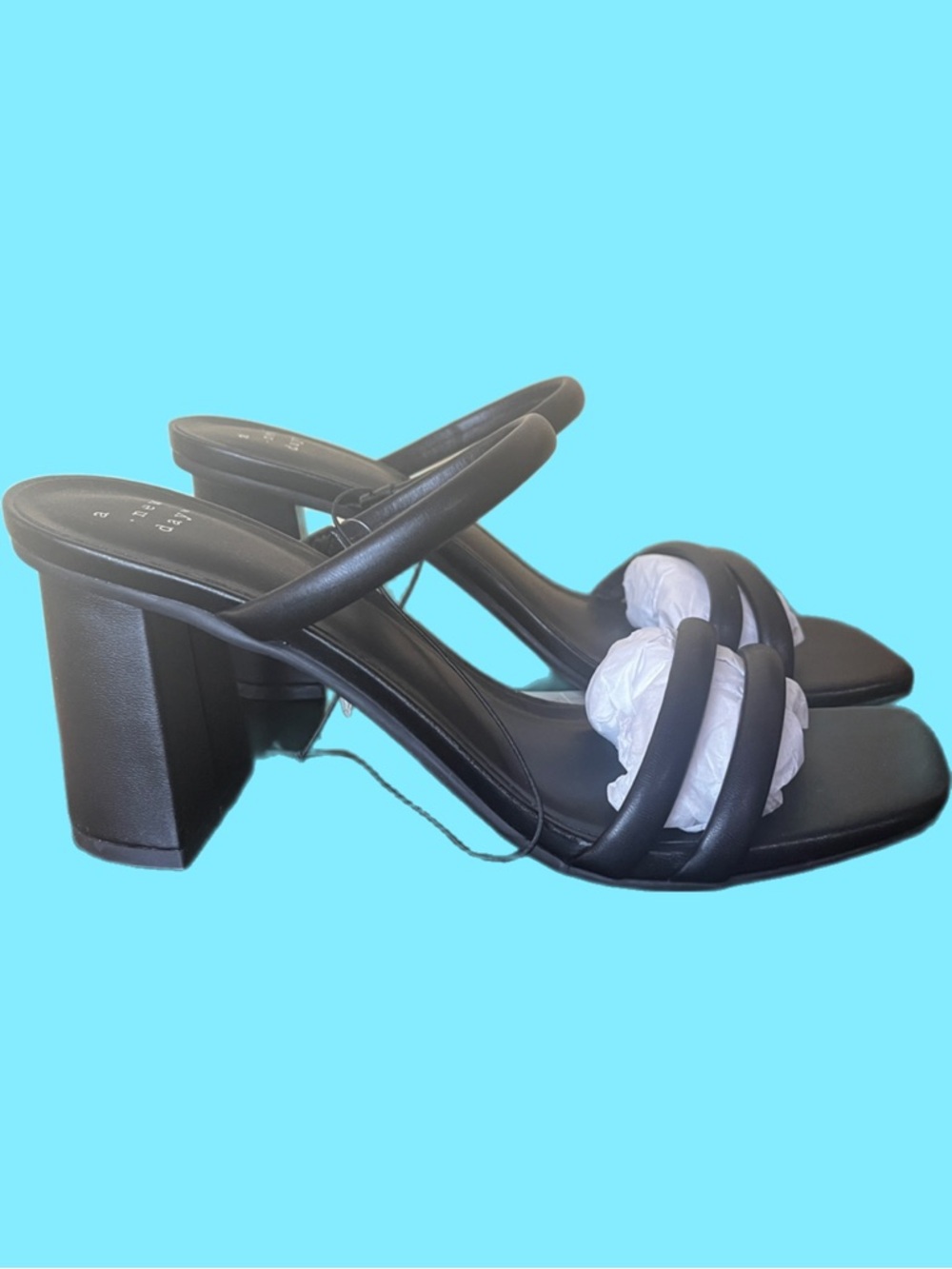 A New Day Black Padded Double-Strap Square-Toe Slides 8 NIB - Picture 2 of 3
